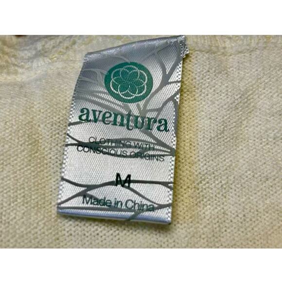 Aventura Lightweight Knit Top Sz M Ivory Cream Crochet Neck & Wrist Detail NEW - Picture 6 of 9